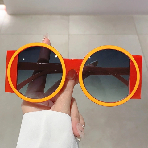 Oversized Round Sunglasses Retro Contrast Color PC Frame UV400 Protection Geometric Fashion Unisex Eyewear
