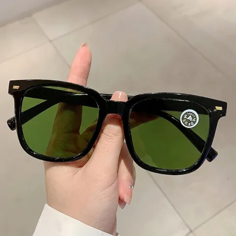 Gafas De Sol Cuadradas De Montura Grande Con Lentes De Cristal Natural Protección UV400 Para Conducir Hombres
