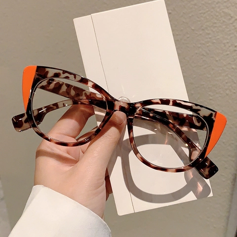 Occhiali Da Vista Cat Eye Retrò Anti Luce Blu Montatura PC Leopardata Moda Per Donna Accessorio Quotidiano
