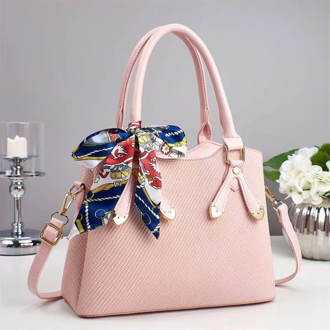 Bolso De Mano Elegante De Cuero PU Tejido Con Pañuelo Decorativo Asa Bolso Bandolera Para Mujer Trabajo Diario Urbano Simple