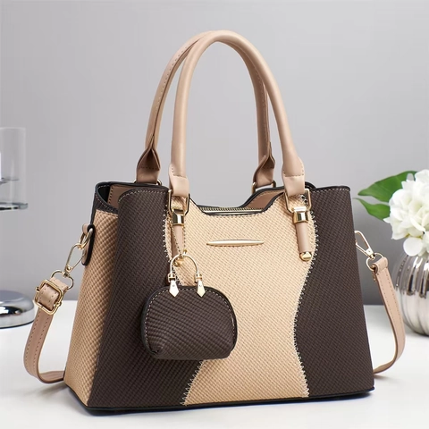 Borsa A Mano Da Donna Alla Moda Pelle PU Trama Intrecciata Patchwork Borsa A Tracolla Con Tracolla Rimovibile E Mini Ciondolo Per Borsa