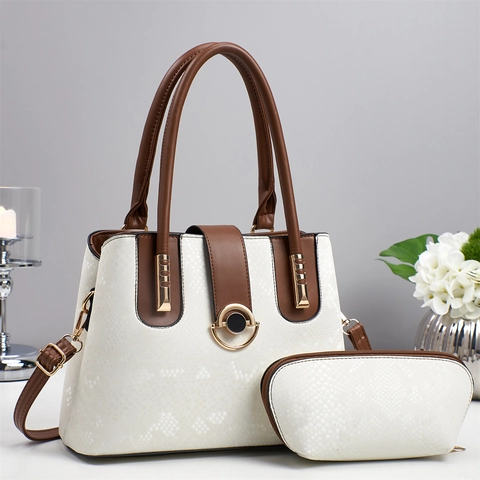 Borsa A Mano E Pochette Donna Pelle PU Trama Serpente Grande Capacità Tracolla Retro Elegante