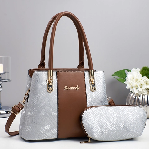 Borsa A Mano Da Donna E Pochette In Pelle PU Con Motivo A Serpente Grande Capacità Borsa A Tracolla Vintage Elegante