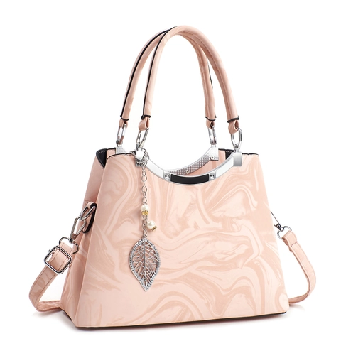 Borsa A Mano Da Donna In Pelle PU Motivo Marmo Borsa A Tracolla Con Ciondolo Foglia Perla Artificial Moda Casual