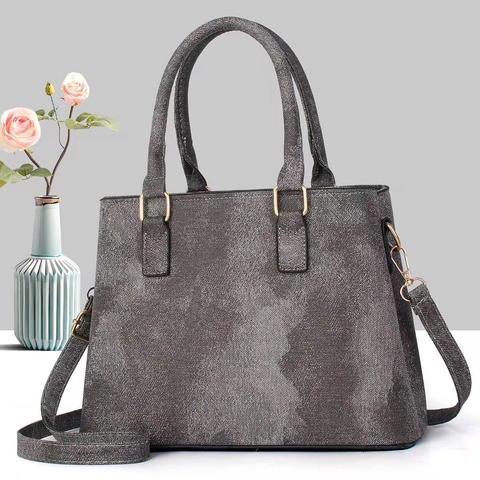 Sac À Main Fourre-Tout Pour Femmes En Cuir PU Texturé Style Rétro Occidental Sac À Bandoulière Avec Sangle Amovible Or