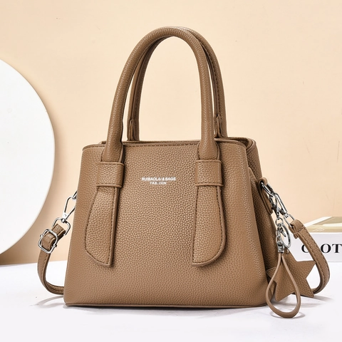 Sac À Main Pour Femme Cuir PU Texture Litchi Grande Capacité Sac Cabas Bandoulière Amovible Pendentif Étoile Élégant Rétro