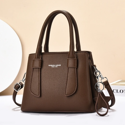Women Handbag Tote Crossbody Bag Litchi Grain PU Leather Multi Layer Large Capacity Detachable Shoulder Strap Star Pendant