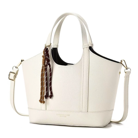 Sac À Main Femme En Cuir PU Sac Cabas Grain Litchi Sac À Épaule Avec Bandoulière Amovible Style Rétro Commuteur