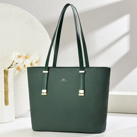 Sac Cabas Femme Grande Capacité En Cuir PU Motif Croisé Sac À Main Élégant Pour Le Travail Détails Dorés