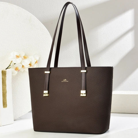 Sac Cabas Femme Grande Capacité En Cuir PU Motif Croisé Sac À Main Élégant Pour Le Travail Détails Dorés