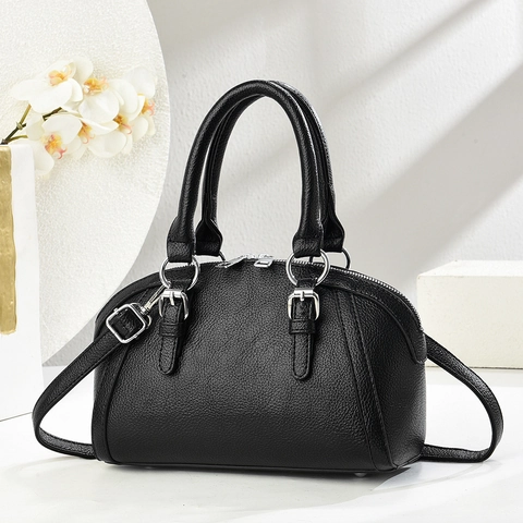 Bolso De Mano Para Mujer Moda Cuero PU Patrón Lichi Forma Concha Bolso De Hombro Color Contraste Doble Asa Minimalista