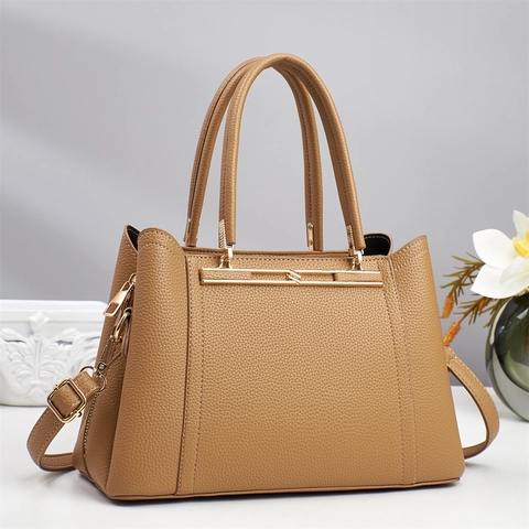 Women Handbag Pebble Grain PU Leather Large Capacity Shoulder Bag With Detachable Strap Gold Hardware Simple Trendy