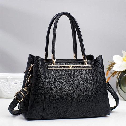 Women Handbag Pebble Grain PU Leather Large Capacity Shoulder Bag With Detachable Strap Gold Hardware Simple Trendy