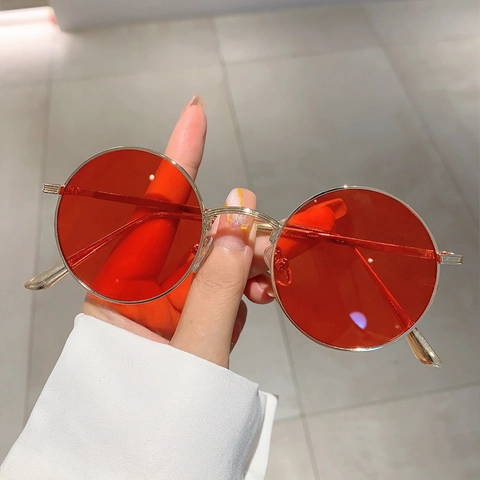 Lunettes De Soleil Rondes Rétro Petit Cadre En Métal Verre PC Protection UV400 Style Punk Pour Hommes Et Femmes