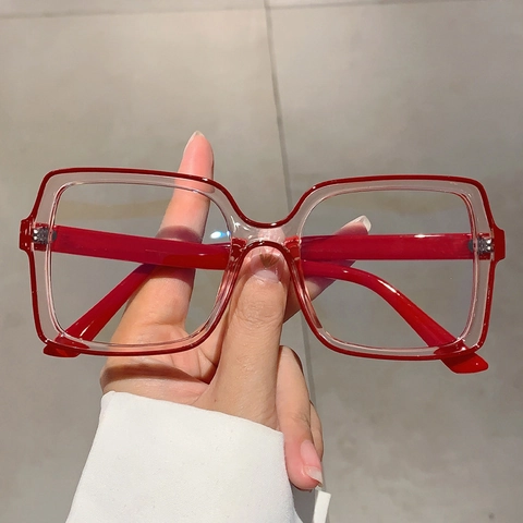 Vintage Square Frame Anti Blue Light Glasses PC Oversized Contrast Color Fashion Eyewear For Men Women