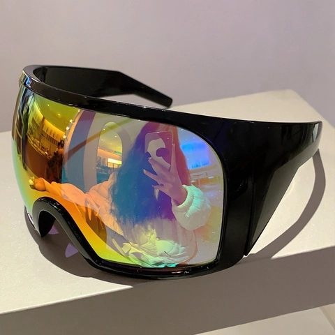 Shield Sunglasses Oversized Wraparound Y2K Futurist Sporty PC Frame UV400 Protection For Outdoor Cycling Fashion