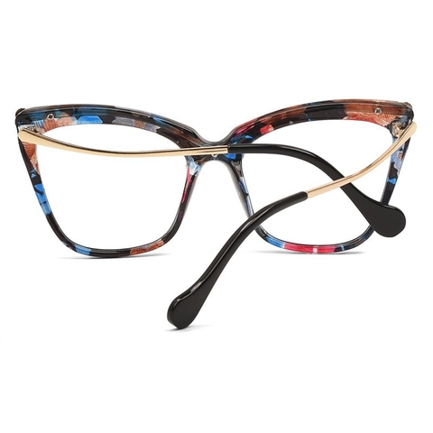 Occhiali Da Vista Cat Eye Anti Luce Blu Moda Grande Montatura In PC E Metallo Per Donna