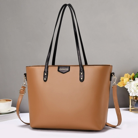 Borsa Tote Grande Capacità In Pelle PU Vintage Da Donna Borsa A Spalla Con Chiusura A Cerniera