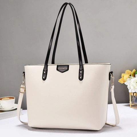 Borsa Tote Grande Capacità In Pelle PU Vintage Da Donna Borsa A Spalla Con Chiusura A Cerniera