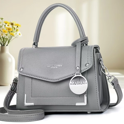 Sac À Main Femme Cuir PU Grain Litchi Élégant Avec Poignée Sac Bandoulière Sac À Épaule Bijou De Sac Argenté