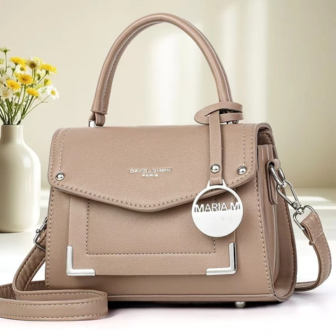 Sac À Main Femme Cuir PU Grain Litchi Élégant Avec Poignée Sac Bandoulière Sac À Épaule Bijou De Sac Argenté