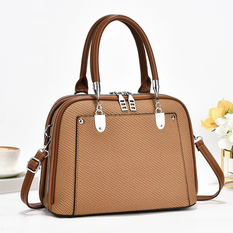 Women Large Capacity Litchi Grain PU Leather Tote Bag Commuter Office Single Shoulder Bag Handbag With Adjustable Strap