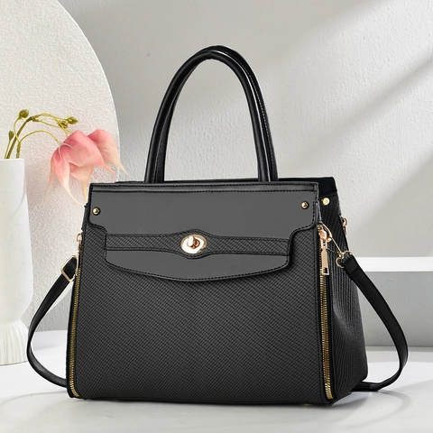 Borsa Da Donna In Pelle PU Trama Intrecciata Borsa A Tracolla Lusso Chiusura A Girello Dorata Patchwork Stile Designer Manico Superiore
