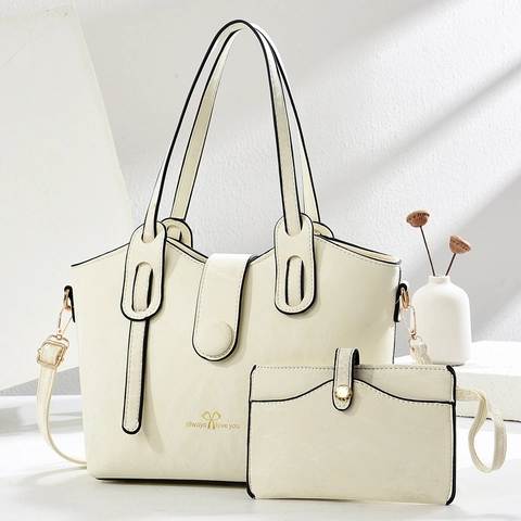 Grand Sac Cabas Et Pochette En Similicuir PU Froissé Pour Femme Style Rétro Bandoulière Mode Élégant