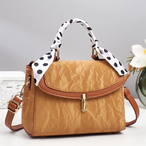 Borsa A Spalla Elegante In Pelle PU Trama Marmo Increspata A Mano Decoro Sciarpa Pois Borsa Tracolla Versatile Donna