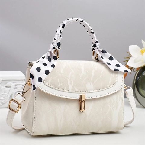 Borsa A Spalla Elegante In Pelle PU Trama Marmo Increspata A Mano Decoro Sciarpa Pois Borsa Tracolla Versatile Donna