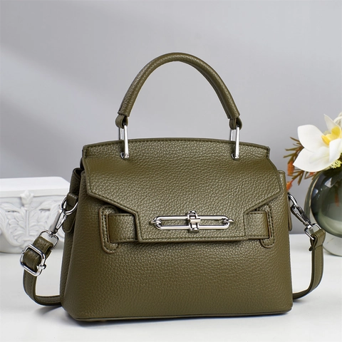 Women Handbag Lychee Pattern PU Leather Crossbody Bag With Single Handle And Metal Lock Elegant Commuting Shoulder Bag