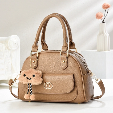 Dames PU Leder Litchi Korrel Handtas Shell Boston Tas Met Wolk Hanger Schoudertas Voor Dagelijks Gebruik