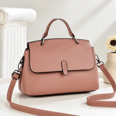 Elegante Handtasche Aus PU-Leder Mit Litchi-Textur Schulter- Und Umhängetasche Verstellbarer Riemen Für Damen