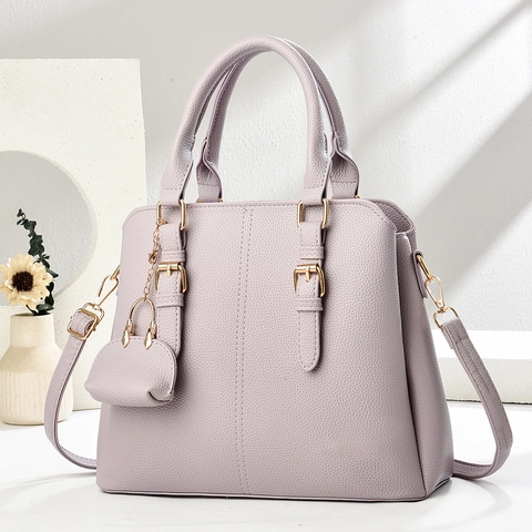 Women Handbag Lychee Texture PU Leather Tote With Mini Purse Charm Shoulder Crossbody Bag Elegant Business Ladies