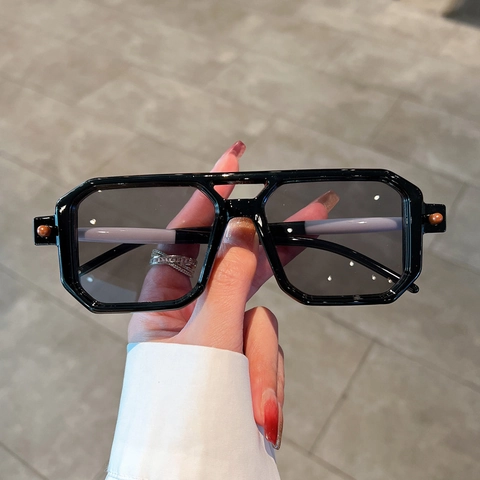 Occhiali Da Sole Quadrati Geometrici Montatura PC Protezione UV400 Doppio Ponte Moda Retrò Per Uomini Donne