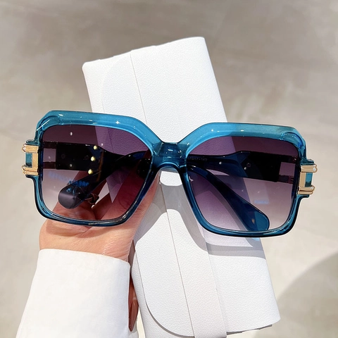 Women Oversized Square Sunglasses Retro Harajuku Style UV400 Protection PC Metal Frame Gradient Lens Street Wear