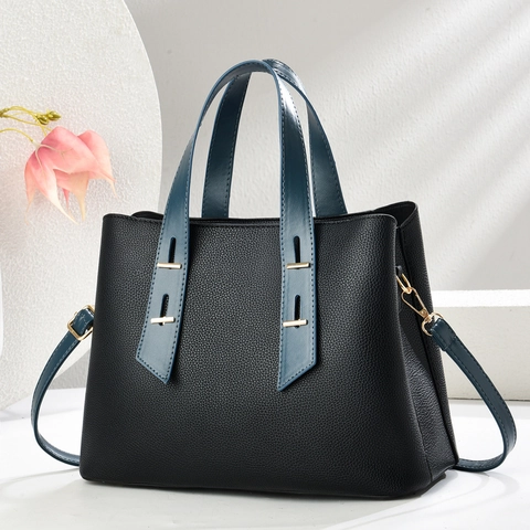 Women Handbag Large Capacity Litchi Grain PU Leather Tote Shoulder Bag With Detachable Strap For Daily Commute