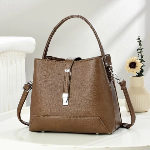 Sac À Main Pour Femmes En Cuir PU Grainé Litchi Sac À Bandoulière Rétro Minimaliste Cabas
