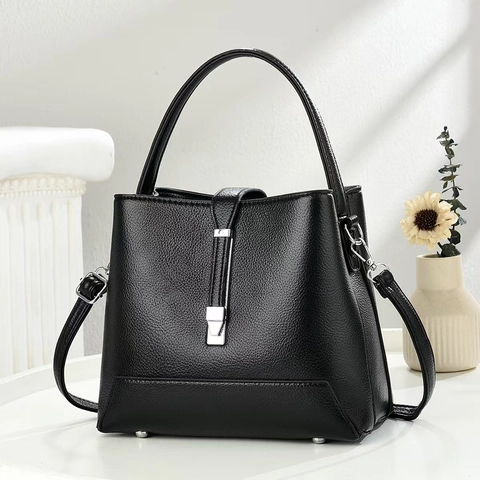 Sac À Main Pour Femmes En Cuir PU Grainé Litchi Sac À Bandoulière Rétro Minimaliste Cabas