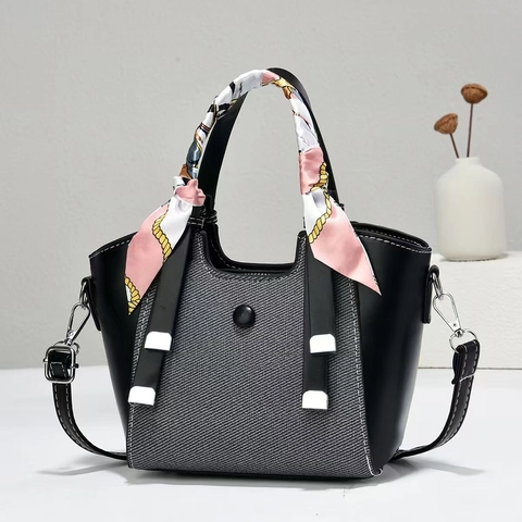 Sac À Main Vintage Pour Femmes En Cuir PU Twill Patchwork Poignée En Ruban De Satin Bandoulière Amovible Pour Le Quotidien
