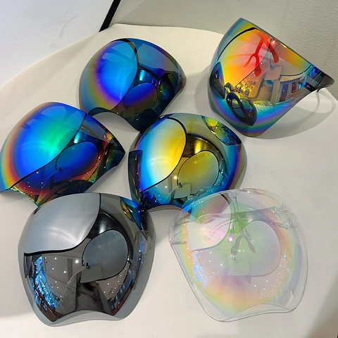 Gafas De Sol De Protección Facial Completa PC Espejo Colorido UV400 A Prueba De Viento Ciclismo Gafas Futurista Hombre Mujer