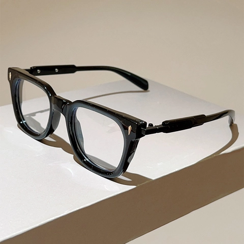 Occhiali Anti Luce Blu Occhio Di Gatto Quadrati Montura Grande Retro Moda Per Donne Con Rivetti In Metallo