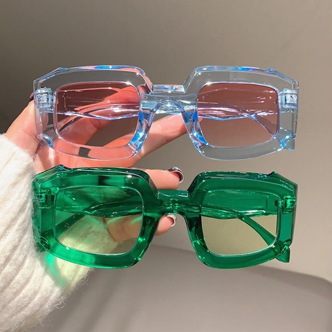 Irregular Rectangle Sunglasses UV400 Protection PC Frame AC Lens Retro Fashion Candy Color Eyewear For Women Men