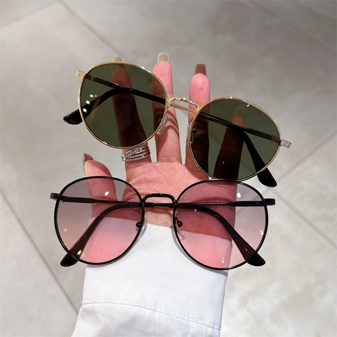 Gafas De Sol Redondas Vintage Montura De Metal Protección UV400 Moda Retro Para Hombres Y Mujeres Viajes