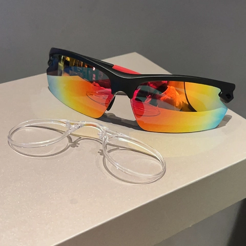 Occhiali Da Sole Sportivi All Aperto Ciclismo Occhiali PC Lente Rivestita Specchio UV400 Antivento Mezza Montatura Con Telaio Interno Miopia