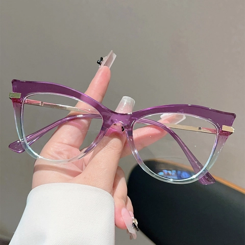 Montatura Per Occhiali Cat Eye Donna Anti Luce Blu Moda Cerniera Metallo Plastica Occhiali Ottici