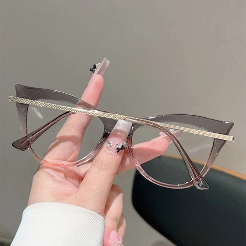 Montatura Per Occhiali Cat Eye Donna Anti Luce Blu Moda Cerniera Metallo Plastica Occhiali Ottici