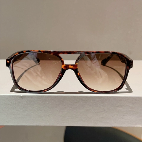 Retro Double Bridge Square Aviator Sunglasses For Men Women UV400 Protection PC Frame Vintage Navigator Glasses