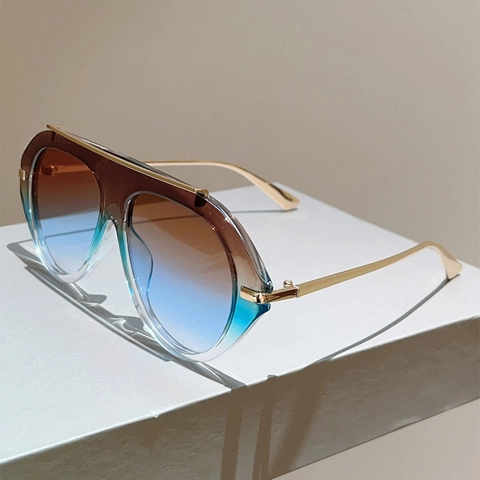 Mode Oversized Sonnenbrille Sonnenschutz Vintage Pilotenbrille PC Metallrahmen Street Style Damen Herren