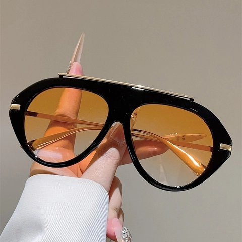 Mode Oversized Sonnenbrille Sonnenschutz Vintage Pilotenbrille PC Metallrahmen Street Style Damen Herren